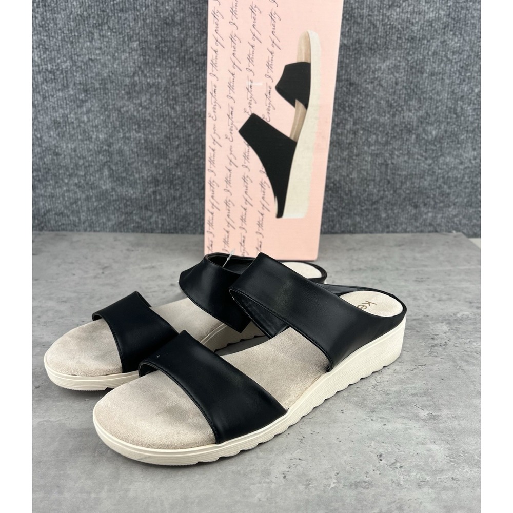 Kensie Endie Comfort Double Strap Black Slide Sandals Women's Sz 9 Worn Once